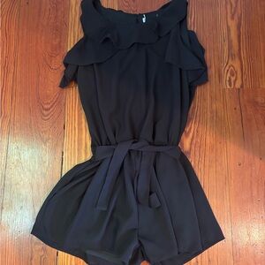 Girls Black Ruffled Jumpsuit